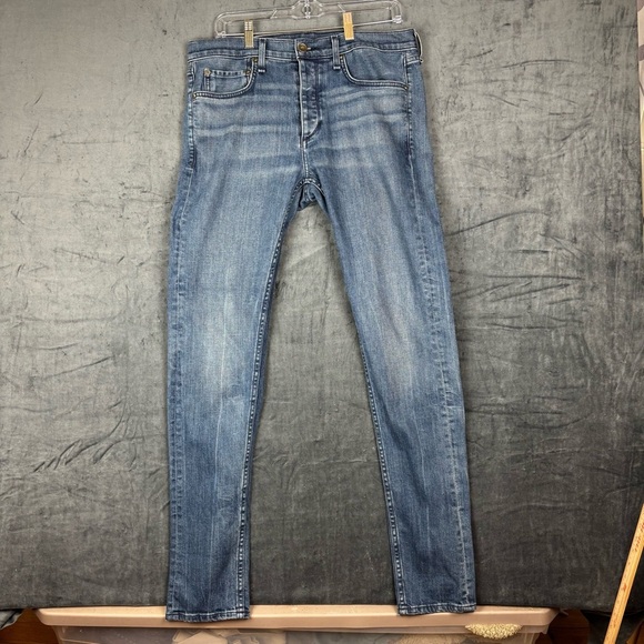 Rag & Bone Blue Slim Jeans with Distressed Look - Picture 1 of 11